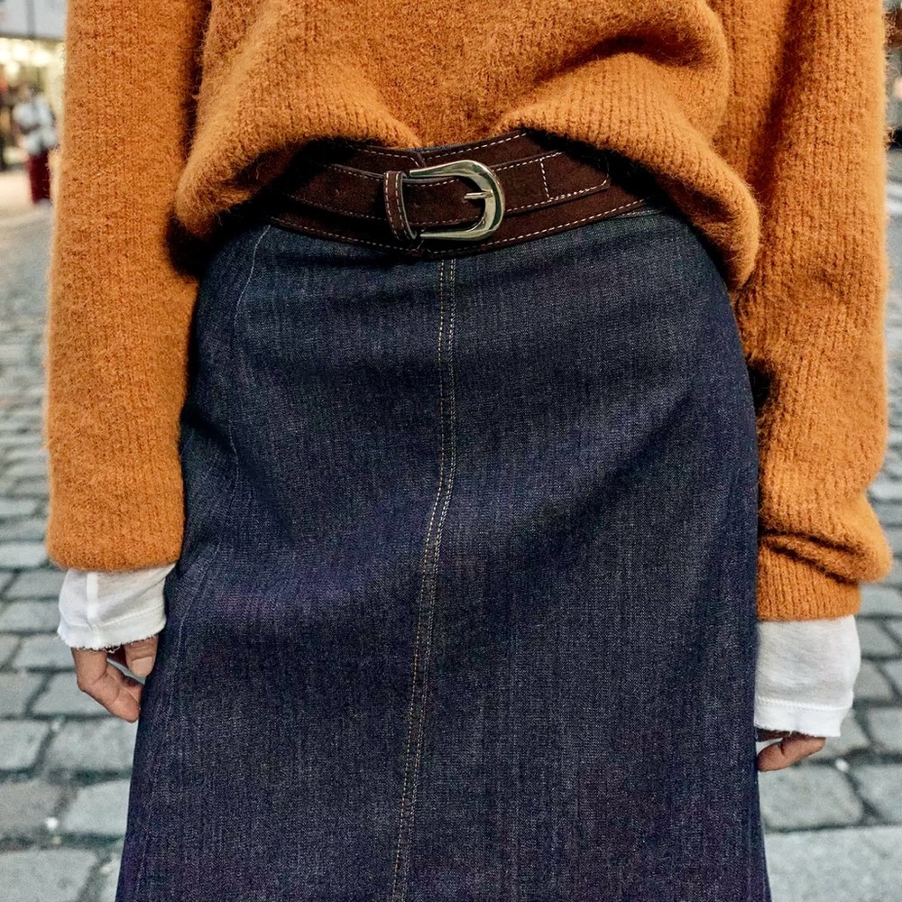 Zara Z1975 Belted Wrap Denim Midi Skirt - Picture 4 of 14